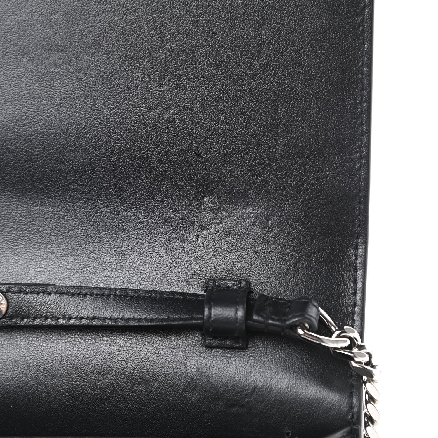Saint Laurent Calfskin Crocodile Embossed Monogram Chain Wallet Black 11 of 15