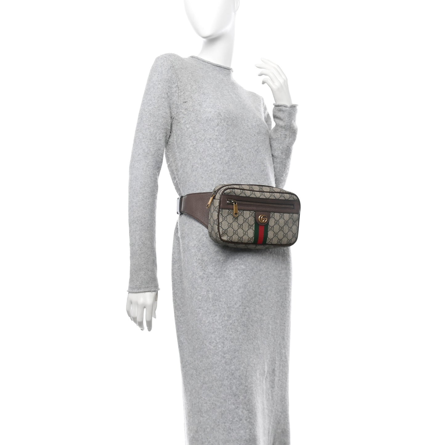 Soft GG Supreme Monogram Medium Ophidia Belt Bag Dark Brown