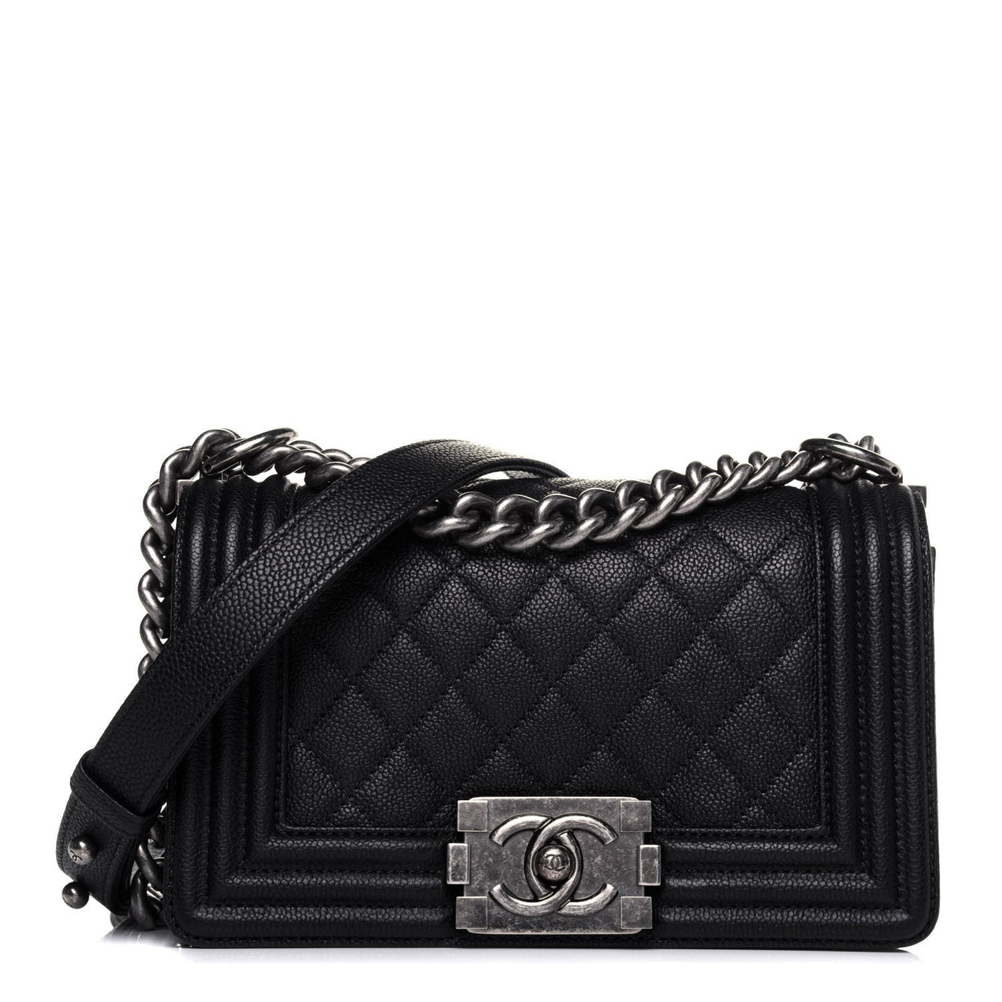 Caviar Quilted Small Boy Flap Black