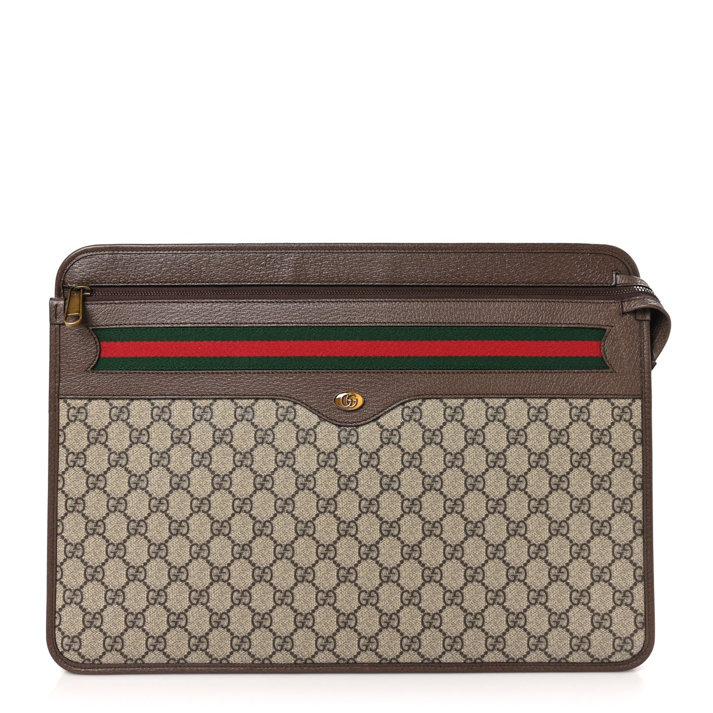 GG Supreme Monogram Textured Calfskin Web Ophidia Documents Holder Beige Ebony New Acero
