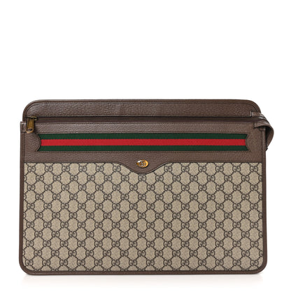 Gucci GG Supreme Monogram Textured Calfskin Web Ophidia Documents Holder Beige Ebony New Acero 1 of 11