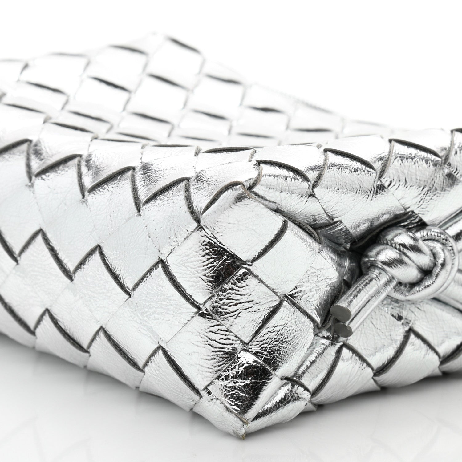 Bottega Veneta Metallic Nappa Intrecciato Mini Looping Crossbody Silver 8 of 10