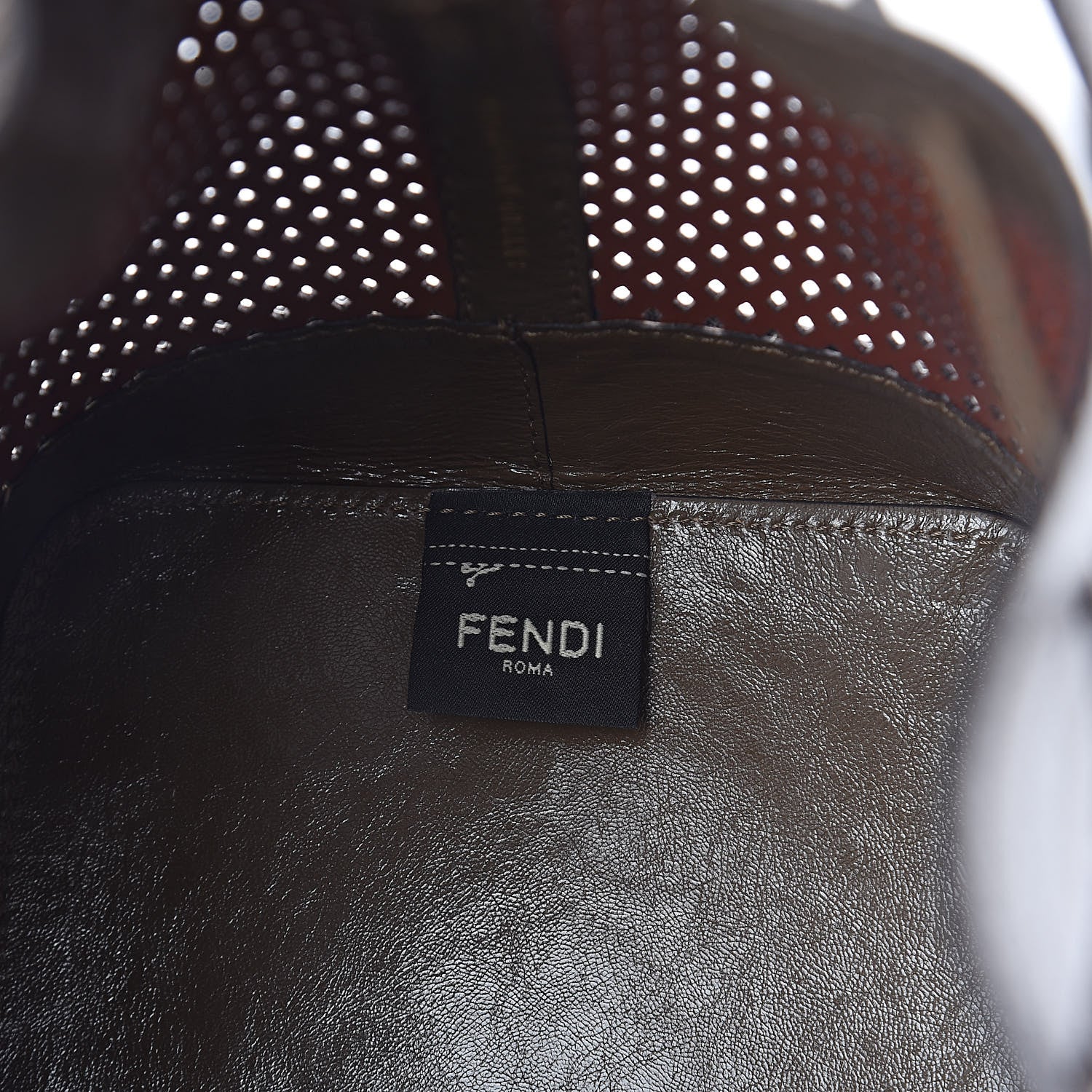 Fendi Vitello Liberty Glossy Lambskin F is Fendi Perforated Large Mon Tresor Bucket Bag White Ice Rust Maya 6 of 8