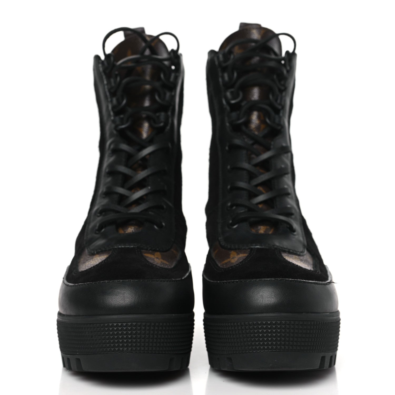 Louis Vuitton Suede Calfskin Monogram Laureate Platform Desert Boots 39.5 Black 2 of 8