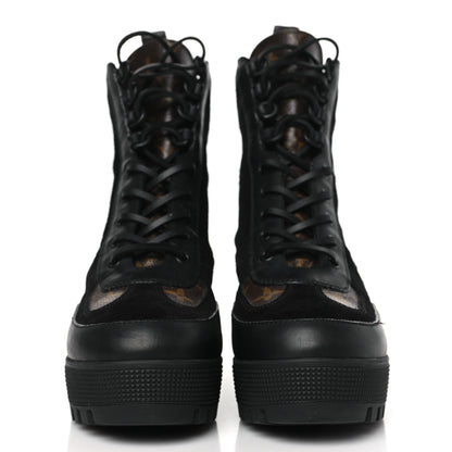 Louis Vuitton Suede Calfskin Monogram Laureate Platform Desert Boots 39.5 Black 2 of 8