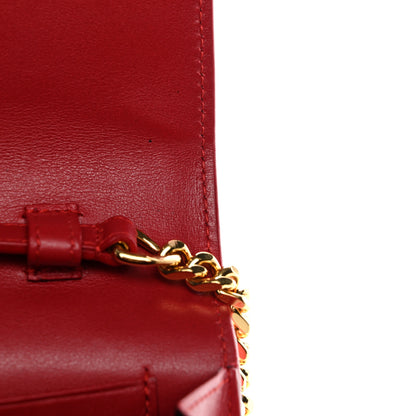 Saint Laurent Calfskin Crocodile Embossed Monogram Chain Wallet New Lipstick Red 12 of 13