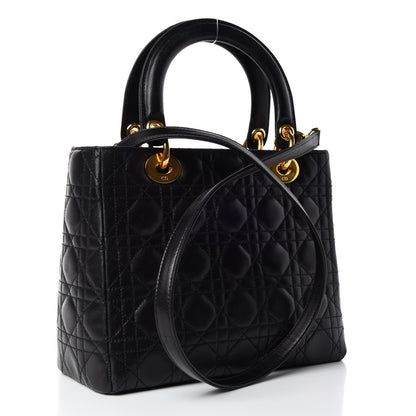 Christian Dior Lambskin Cannage Medium Lady Dior Black 4 of 17