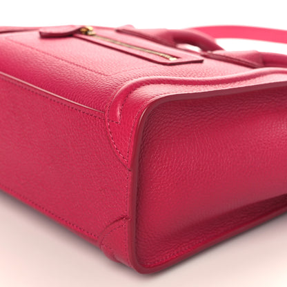 Celine Drummed Calfskin Nano Luggage Fuchsia 9 of 9