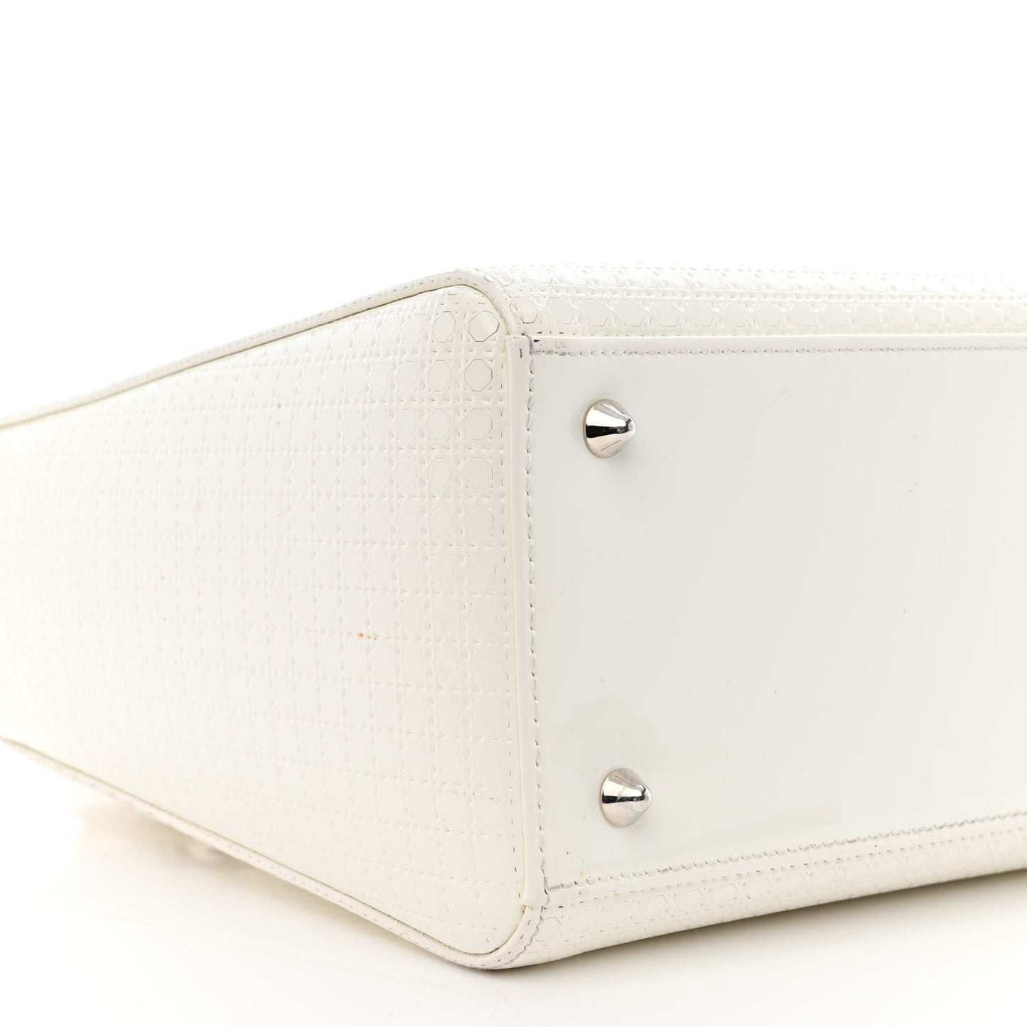 Patent Micro-Cannage Medium Lady Dior White