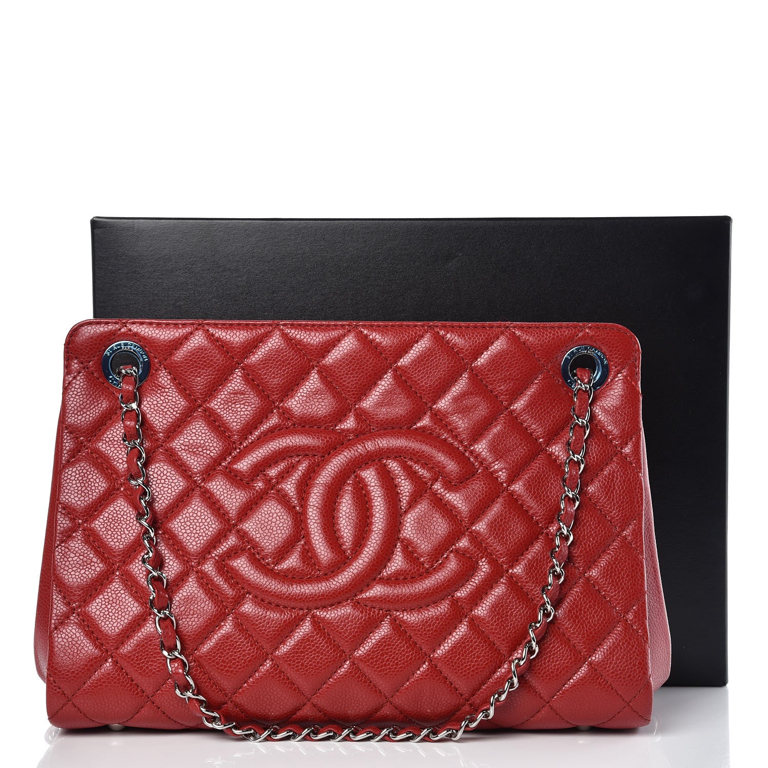 Chanel Caviar Quilted Timeless CC Shopping Tote Red 9 of 9