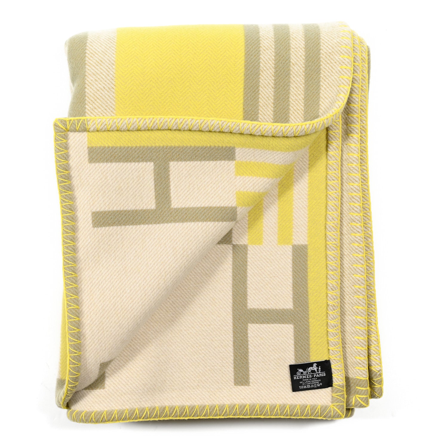 Hermes Wool Cashmere Ithaque Blanket Tilleul Lime 2 of 3