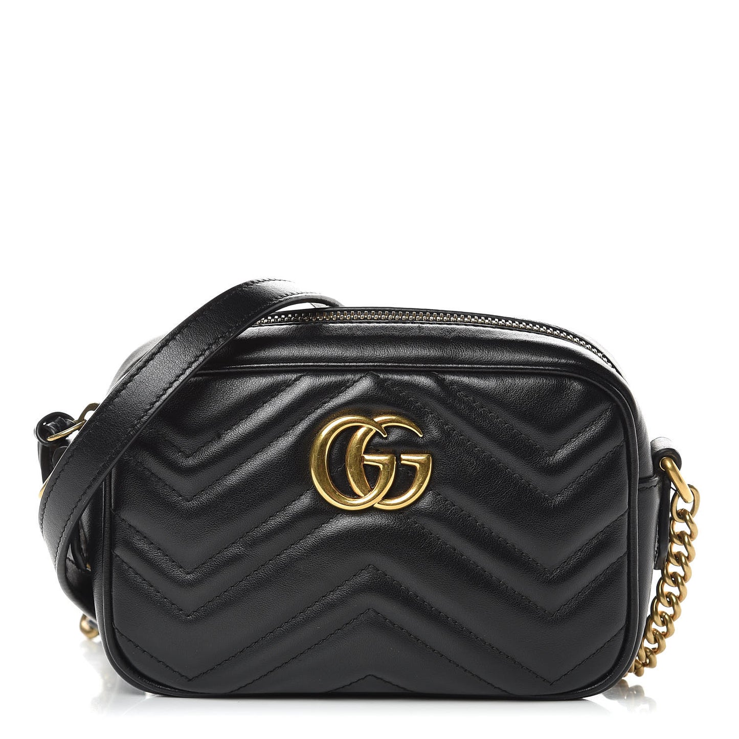 Calfskin Matelasse Mini GG Marmont Chain Shoulder Bag Black