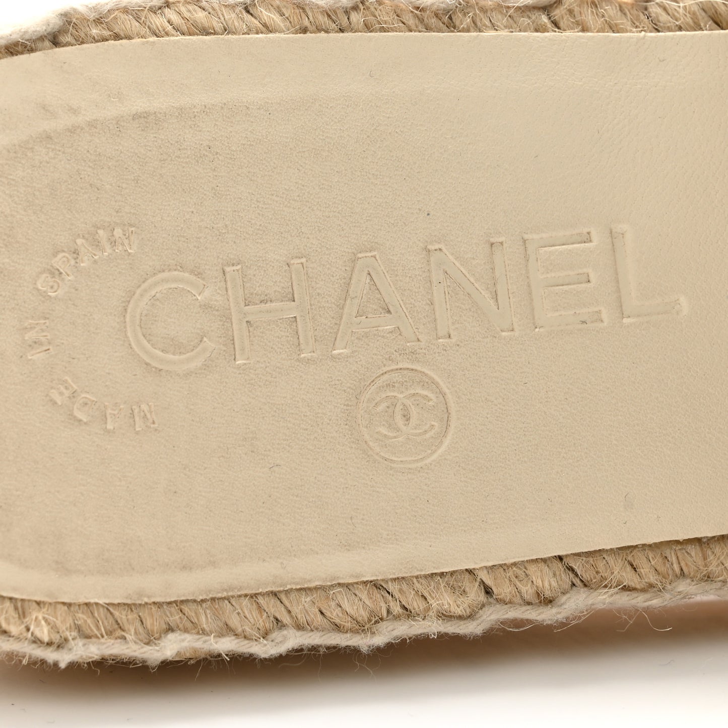 Iridescent Goatskin CC Espadrille Mules 40 Ivory Black