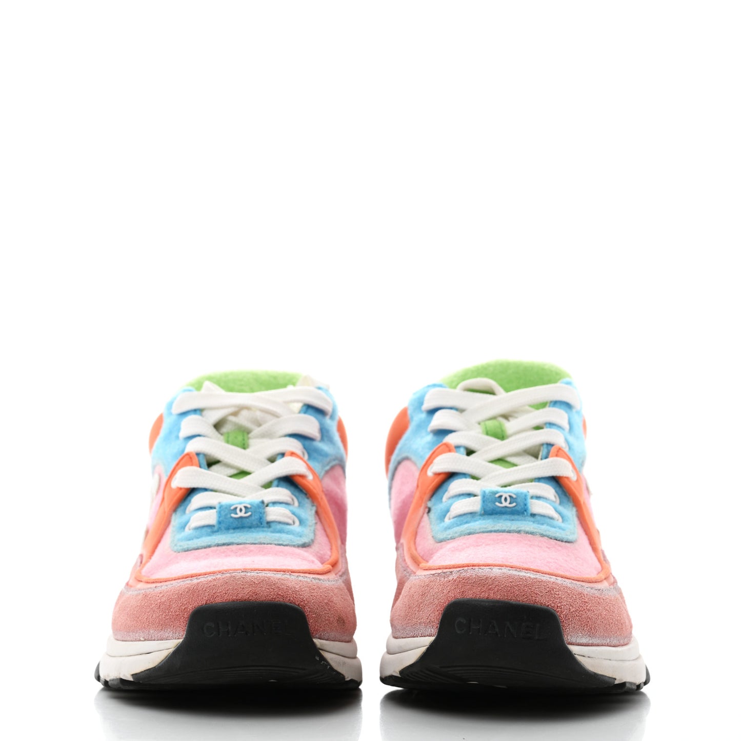 Farbic Suede Calfskin CC Sneakers 39 Multicolor