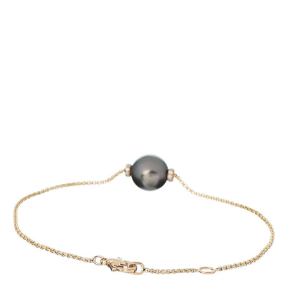 David Yurman 18K Yellow Gold Diamond Tahitian Pearl Solari Single Station Adjustable Bracelet Grey 3 of 5