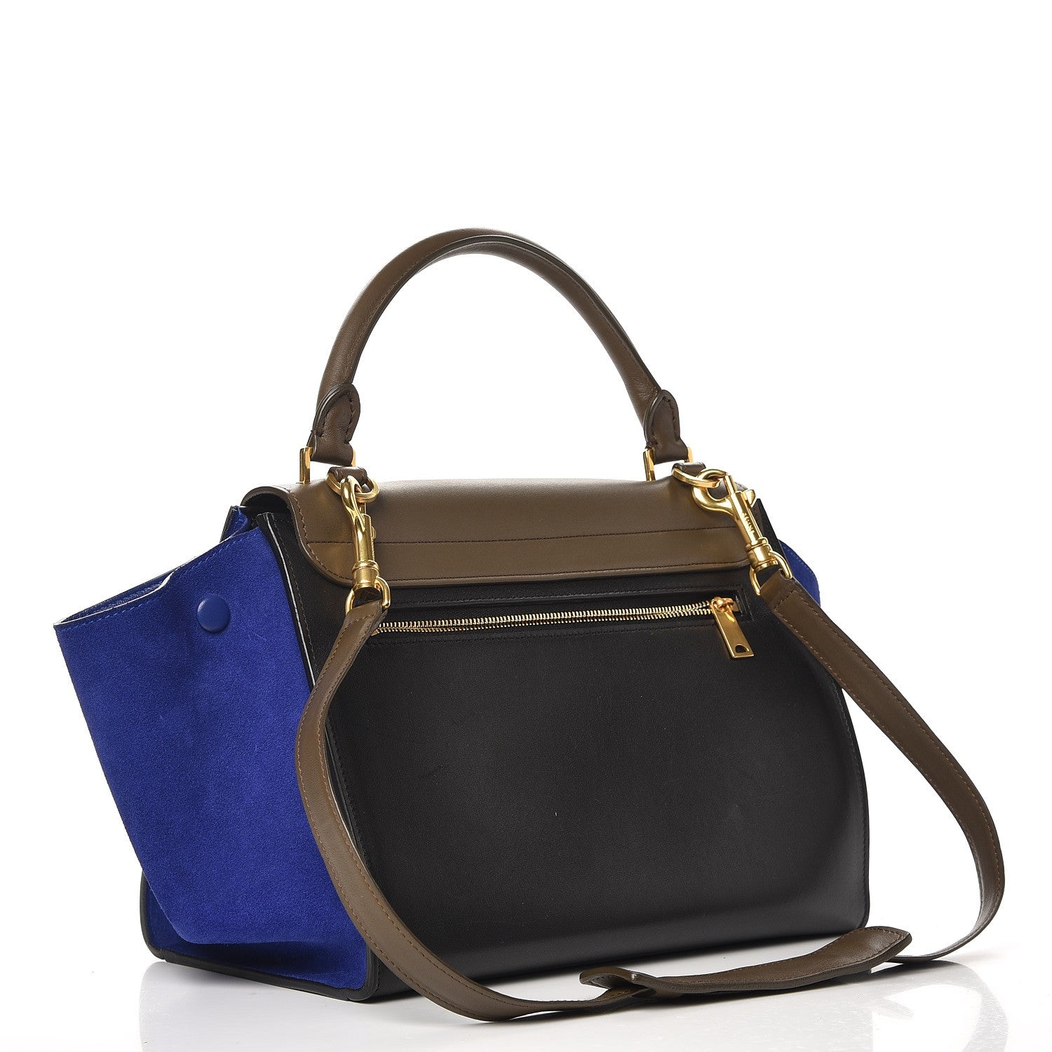 Celine Smooth Calfskin Suede Small Tri-Color Trapeze Indigo 4 of 9