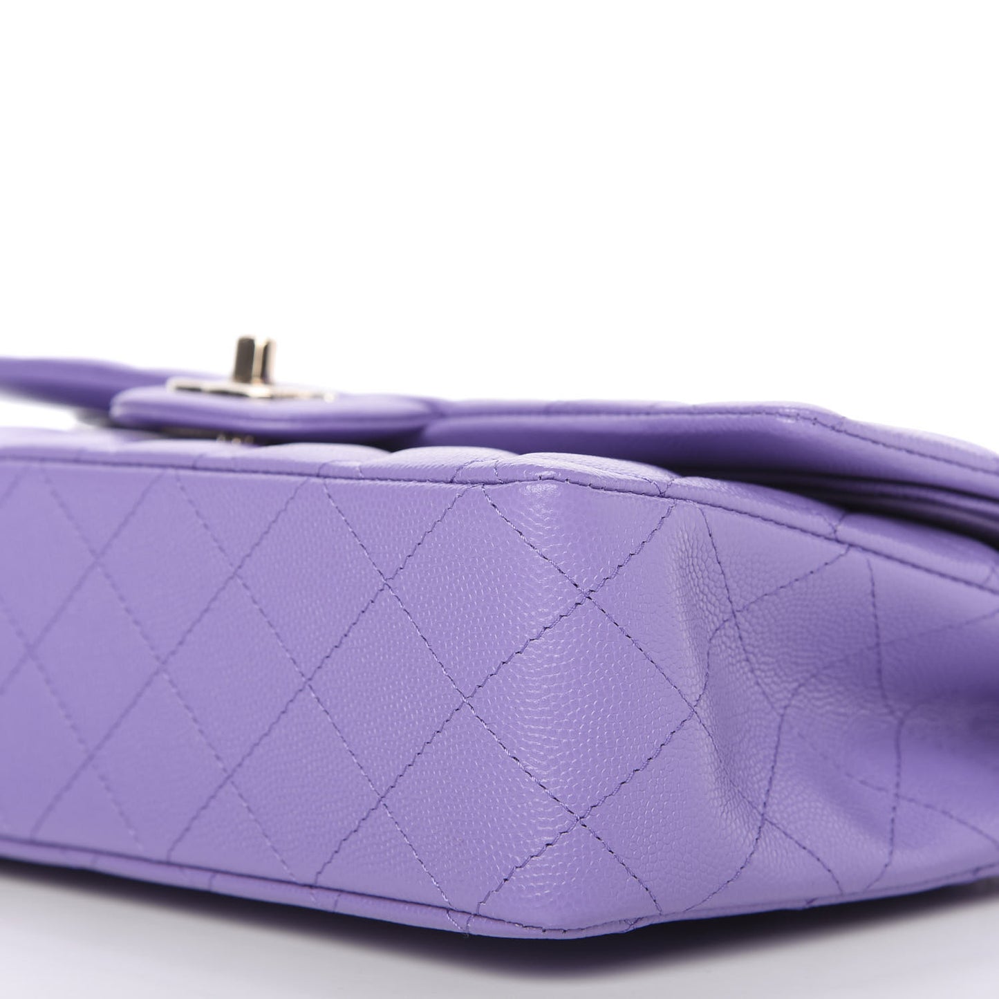 Caviar Quilted Medium Double Flap Purple