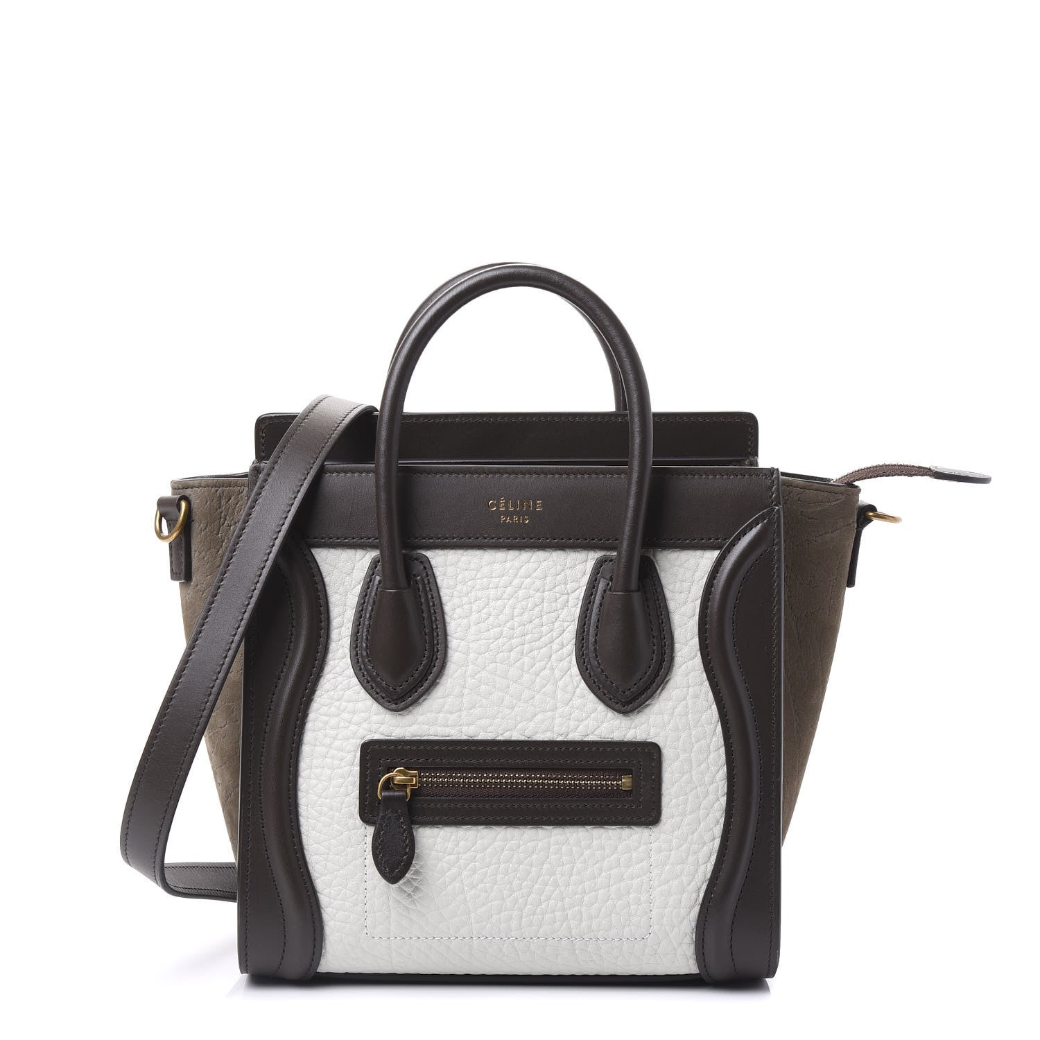 Celine Bullhide Calfskin Nubuck Nano Tri-Color Luggage Khaki 1 of 8
