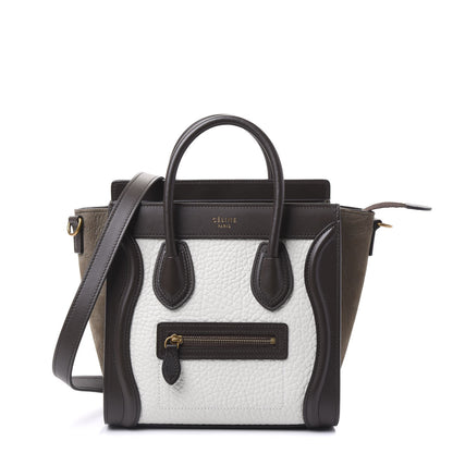 Celine Bullhide Calfskin Nubuck Nano Tri-Color Luggage Khaki 1 of 8