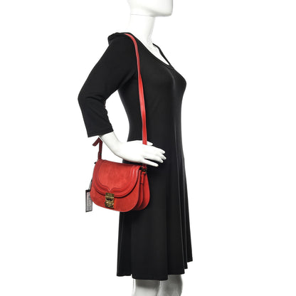 MCM Suede Calfskin Trisha Small Shoulder Bag Red 2 of 9