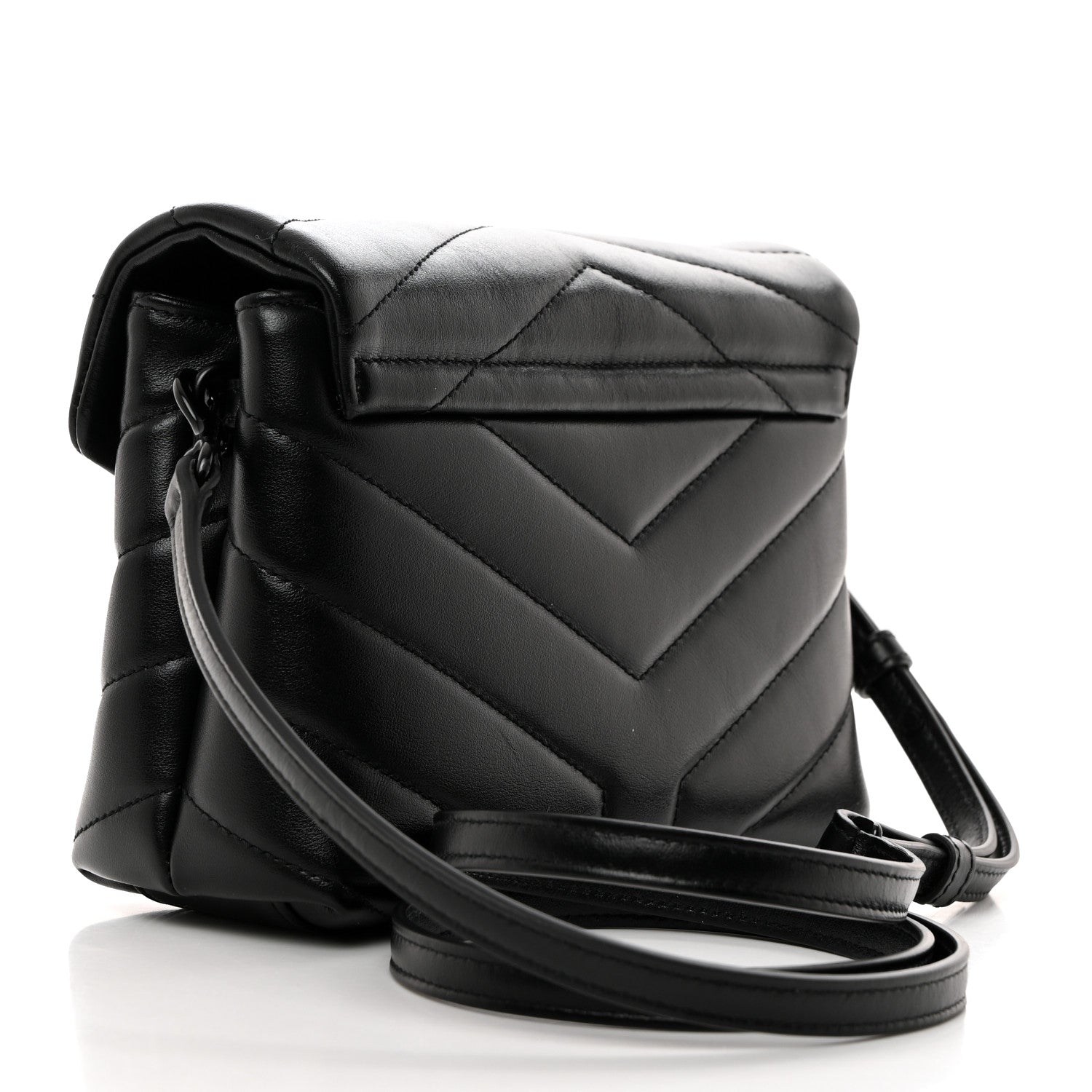 Saint Laurent Calfskin Y Quilted Monogram Monochrome Toy Loulou Crossbody Bag Black 2 of 11