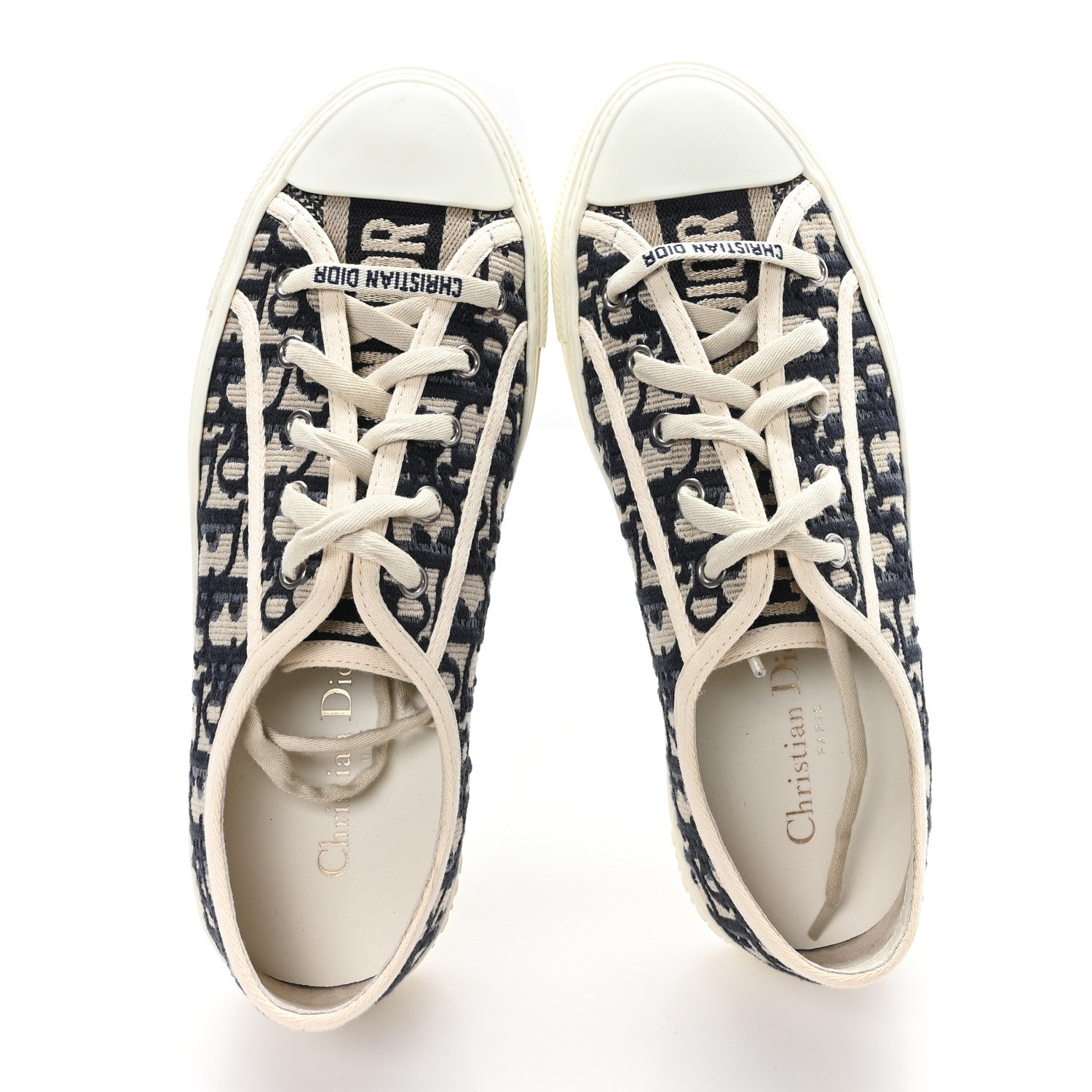 クリスチャンディオール Christian Dior Canvas Oblique Walk'N'Dior Low Top Sneakers 38 Deep