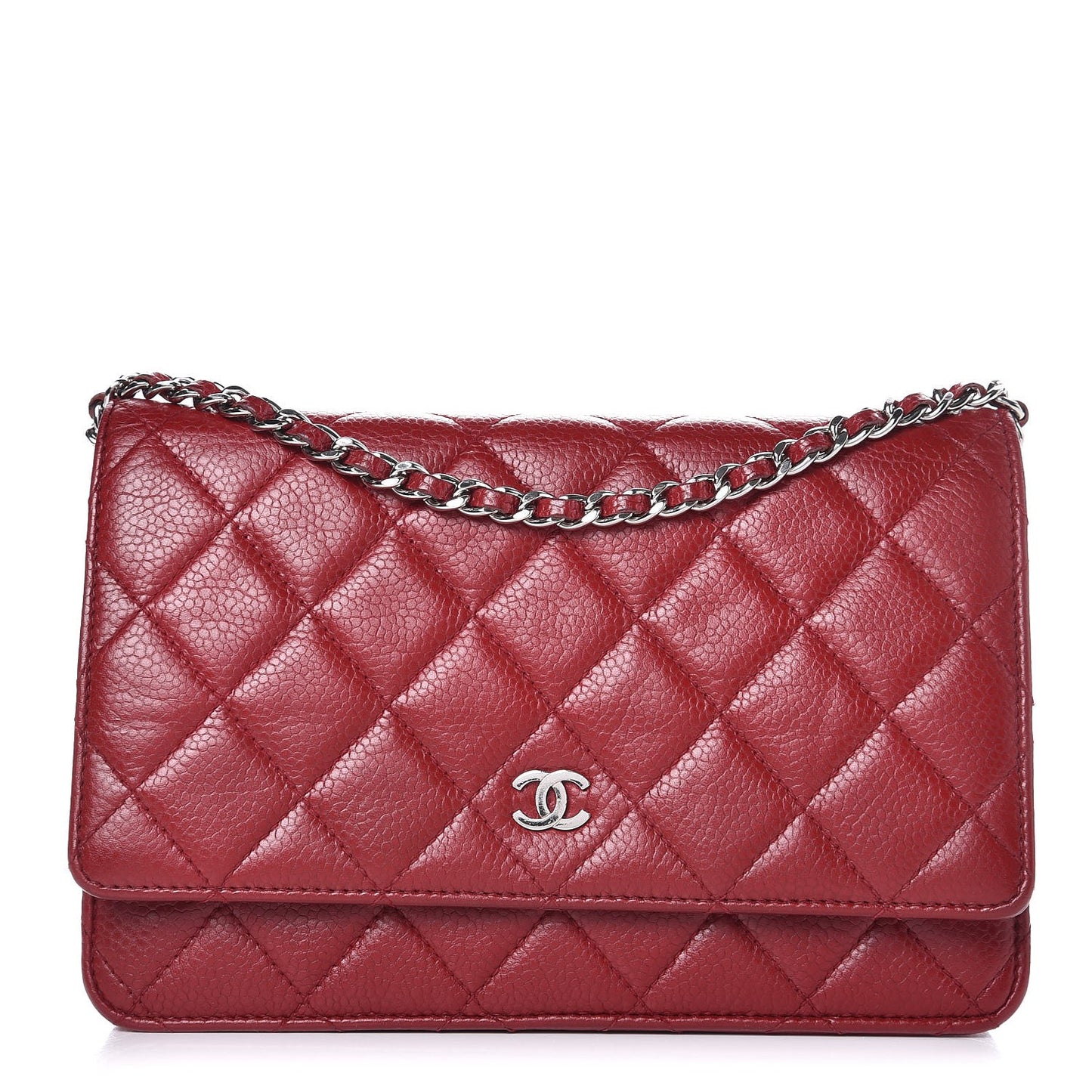 Caviar Quilted Wallet on Chain WOC Red