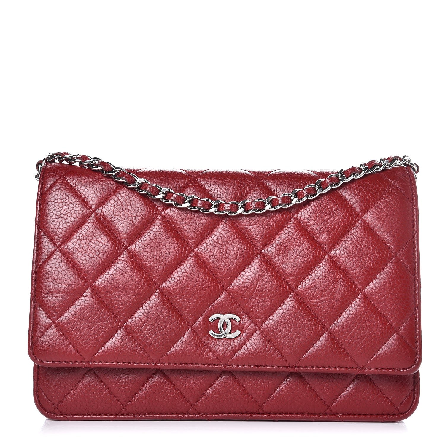 Chanel Caviar Quilted Wallet on Chain WOC Red 1 of 9