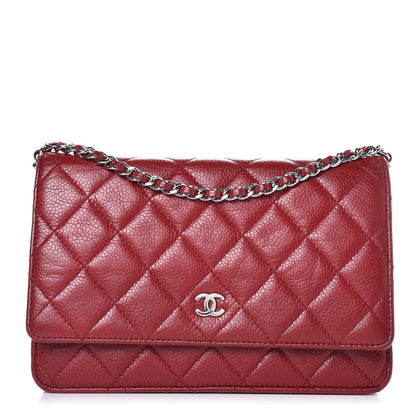 Chanel Caviar Quilted Wallet on Chain WOC Red 1 of 9