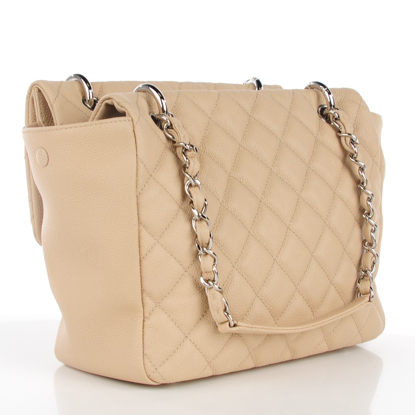 Caviar Quilted Easy Zip Tote Beige