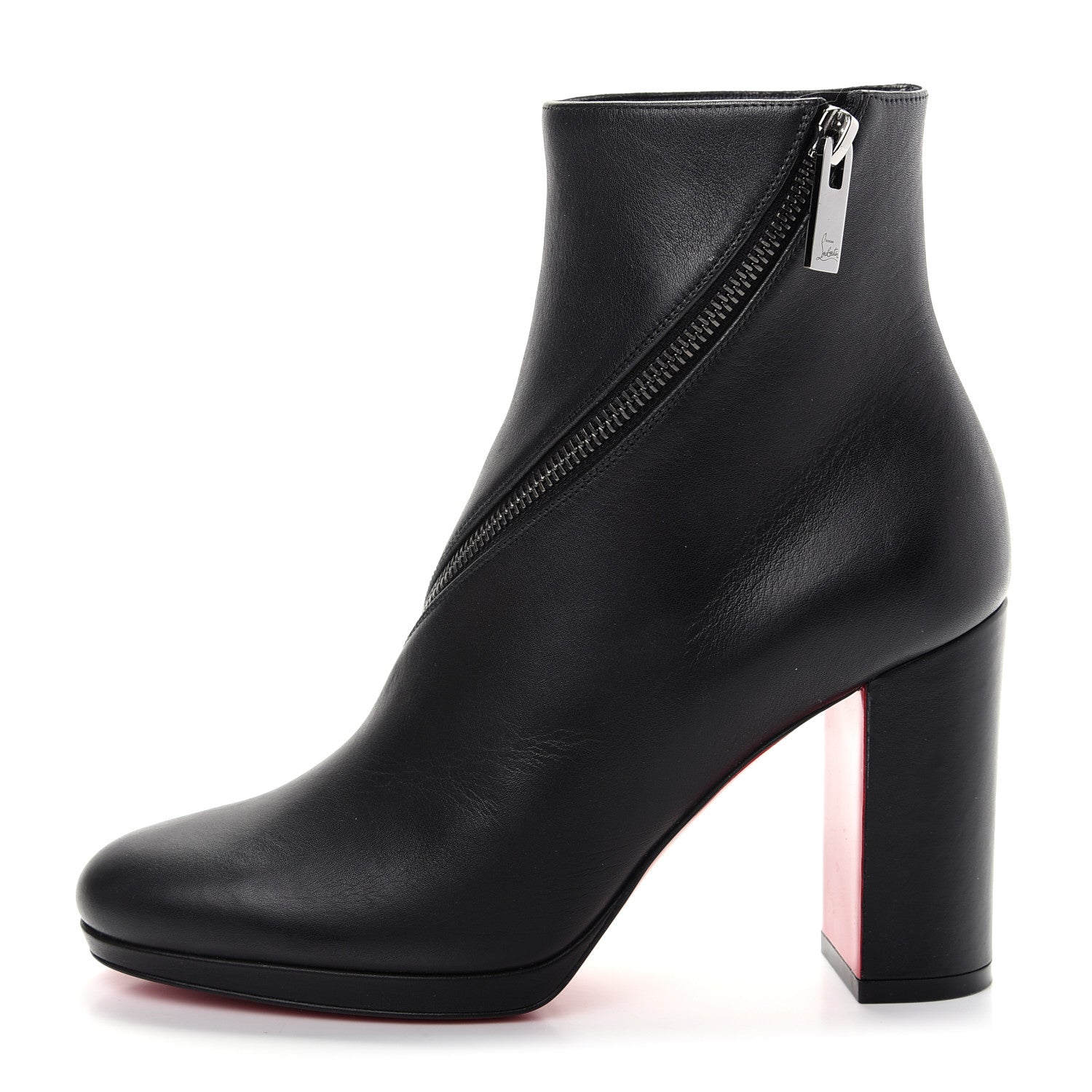 Christian Louboutin Calfskin Birgitta 100 Zip Around Ankle Bootie 37 Black 1 of 10