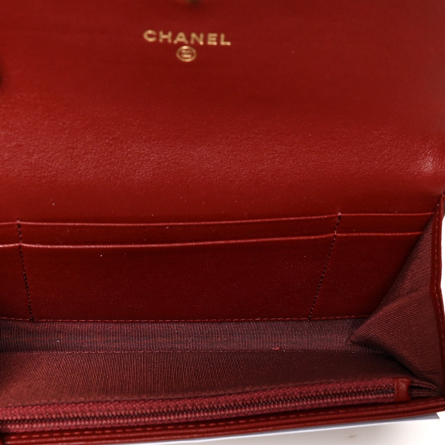 Lambskin Quilted Medium 19 Flap Wallet Burgundy