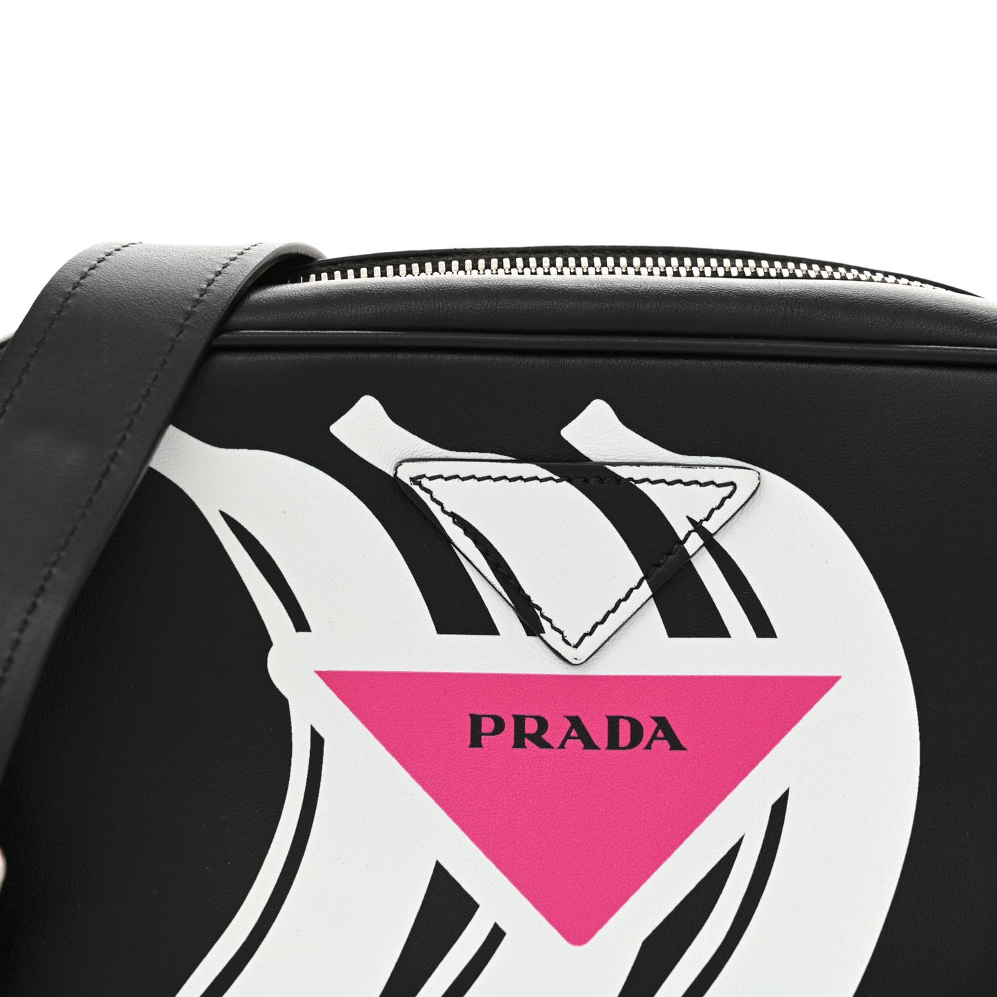 City Calf Banana Print Camera Bag Black Fuchsia