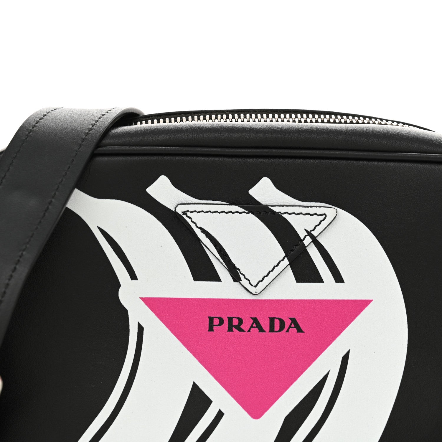 Prada City Calf Banana Print Camera Bag Black Fuchsia 8 of 11