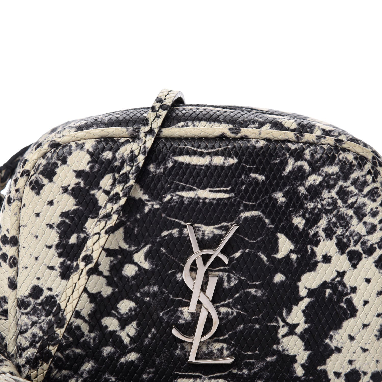 Saint Laurent Python Embossed Calfskin Monogram Blogger Bag Black Beige 10 of 10