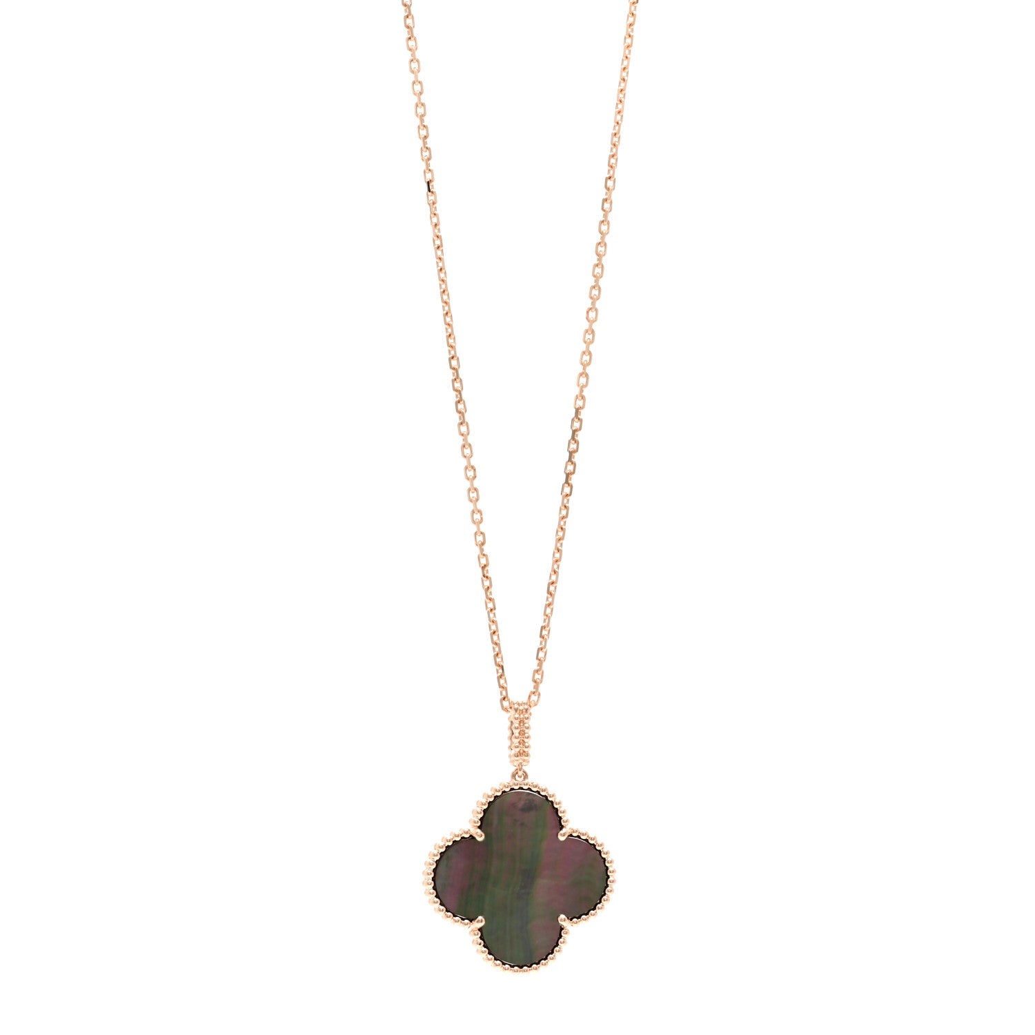 Van Cleef & Arpels 18K Rose Gold Gray Mother of Pearl Magic Alhambra Long Necklace 1 of 6