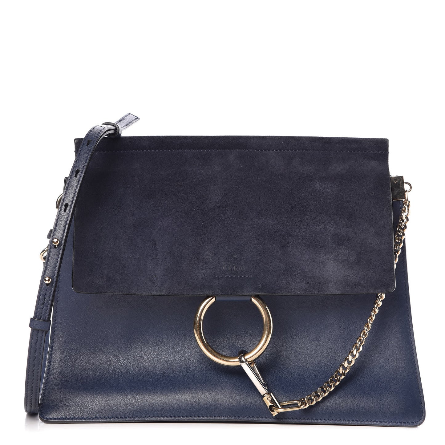 Suede Calfskin Medium Faye Shoulder Bag Silver Blue