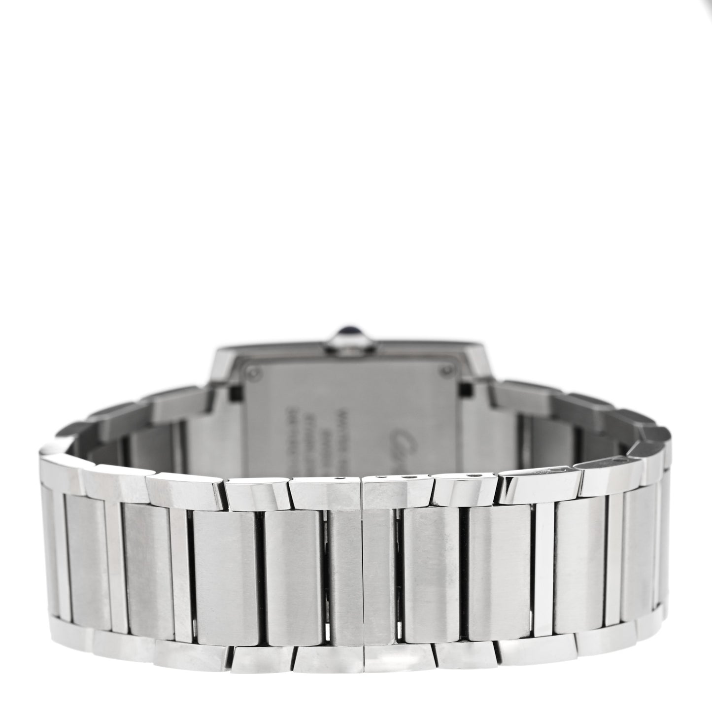 Stainless Steel Diamond Bezel 28mm Tank Francaise Quartz Watch