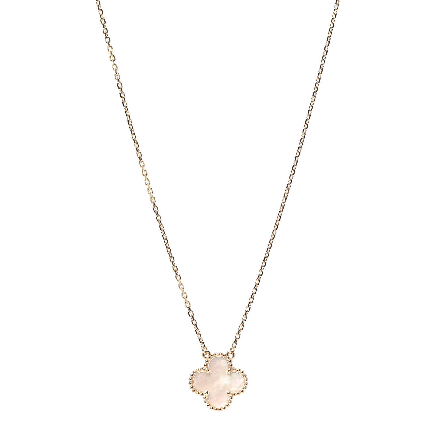 18K Yellow Gold Mother of Pearl Vintage Alhambra Pendant Necklace