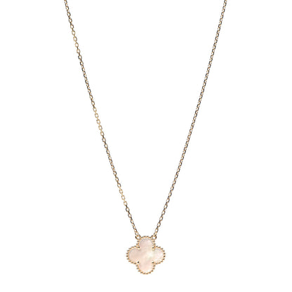 Van Cleef & Arpels 18K Yellow Gold Mother of Pearl Vintage Alhambra Pendant Necklace 1 of 8