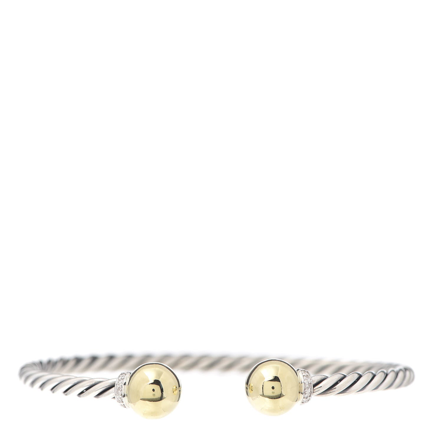 David Yurman Sterling Silver 18K Yellow Gold Diamond 9mm Solari Bead Bracelet 1 of 6