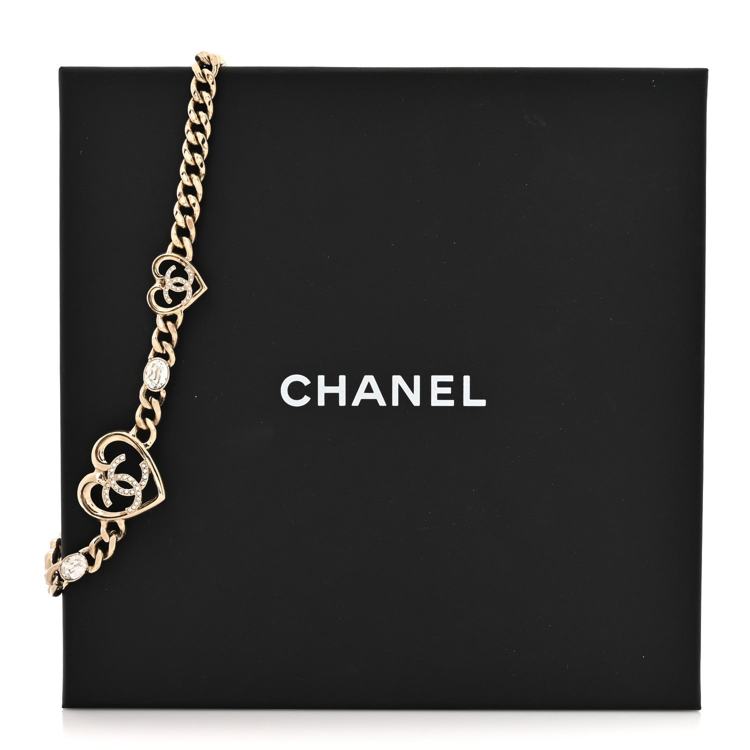 Chanel Crystal CC Heart Chain Choker Necklace Gold 5 of 5