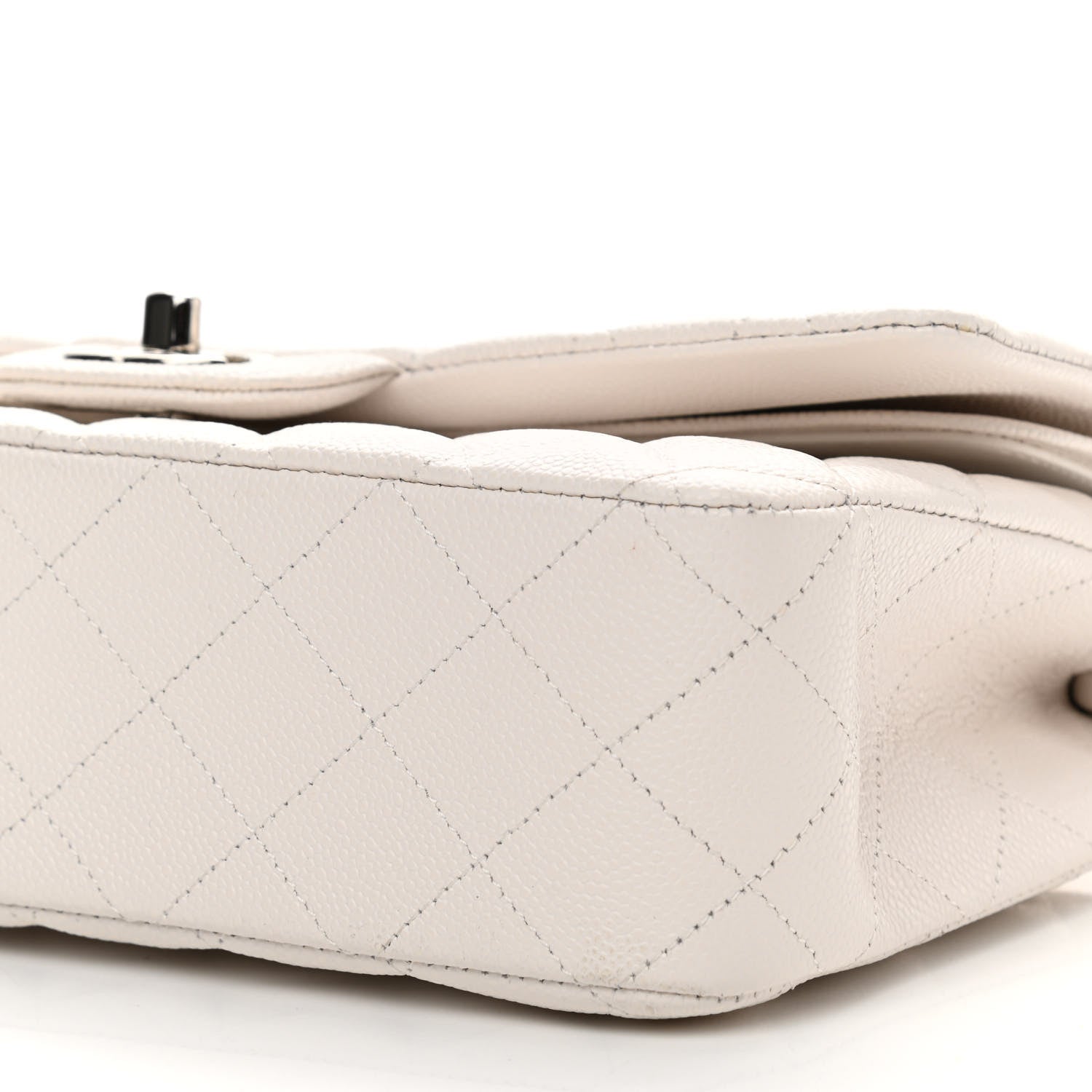 Chanel Caviar Quilted Medium Double Flap White 9 of 9