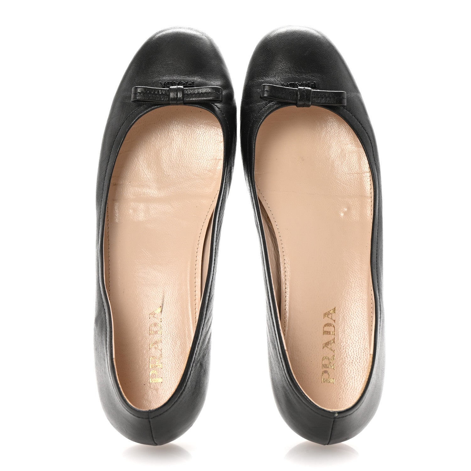 Prada Nappa Logo Bow Ballerina Flats 37.5 Black 2 of 11