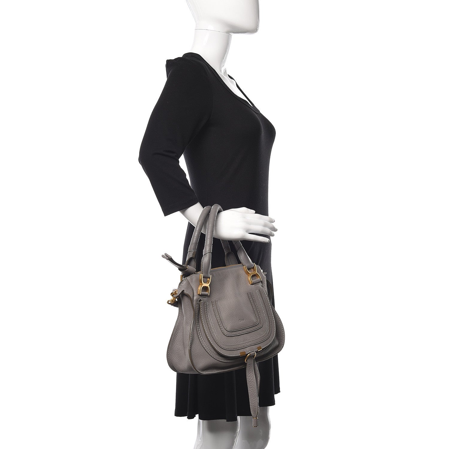 Chloe Calfskin Small Marcie Satchel Cashmere Grey 2 of 15
