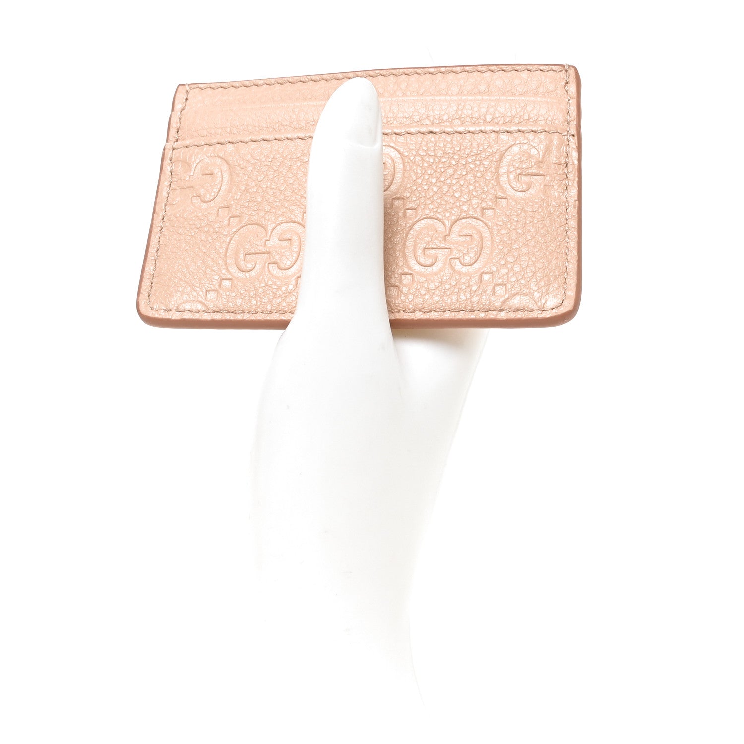 Gucci GG Grainy Calfskin Emblem Card Case Rose Dust 2 of 7