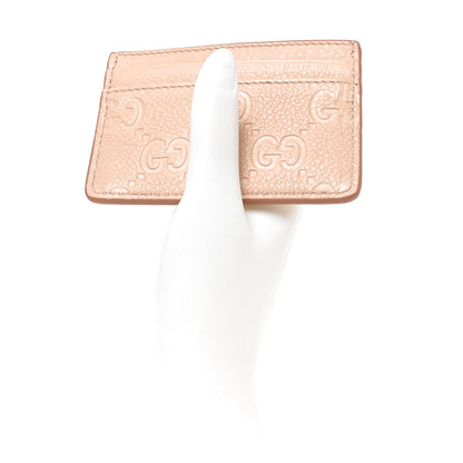 Gucci GG Grainy Calfskin Emblem Card Case Rose Dust 2 of 7