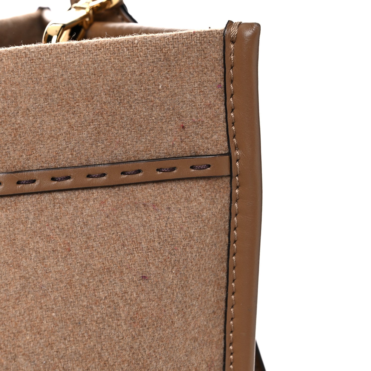 Fendi Flannel Vitello King Wool Plexiglass FF Logo Embroidered Medium Fendi Sunshine Shopper Tote Brown 17 of 20