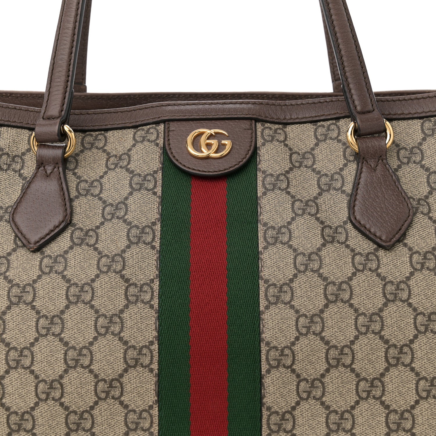 Gucci GG Supreme Monogram Textured Calfskin Web Medium Ophidia Shopping Tote Beige Ebony New Acero 8 of 12