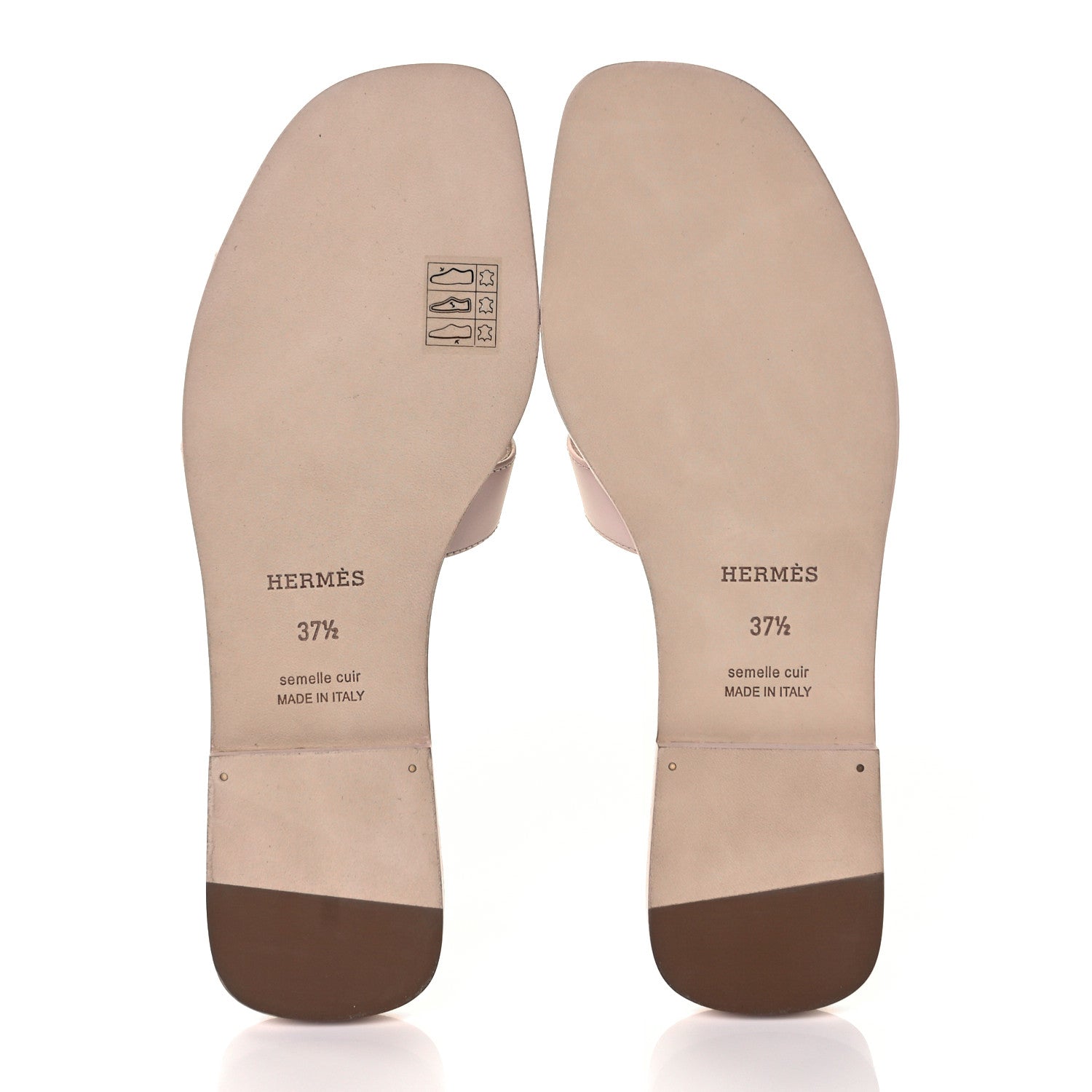 Hermes Box Calfskin Oran Sandals 37.5 Rose Pale 5 of 9